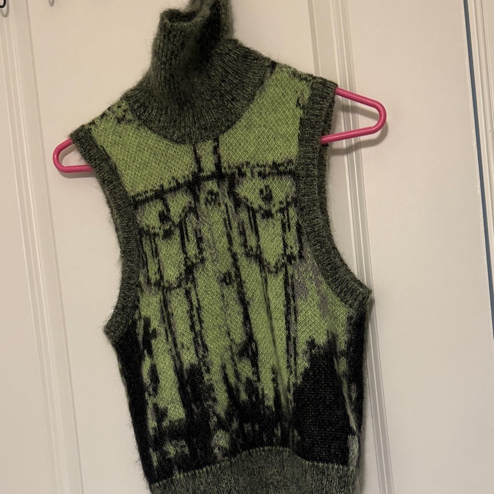 Diesel Green and Black Turtleneck Sweater Vest